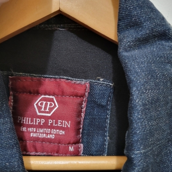 Philipp Plein Blue Denim Jacket Size M Run Small Fits Like A Size Small. - Picture 3 of 7